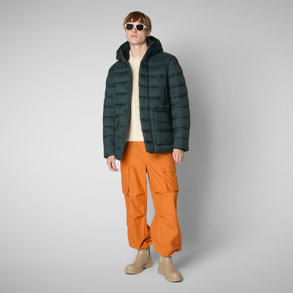 Save the duck PIUMINO ANIMAL FREE CON CAPPUCCIO UOMO LYLE VERDE NERO Shopping Online