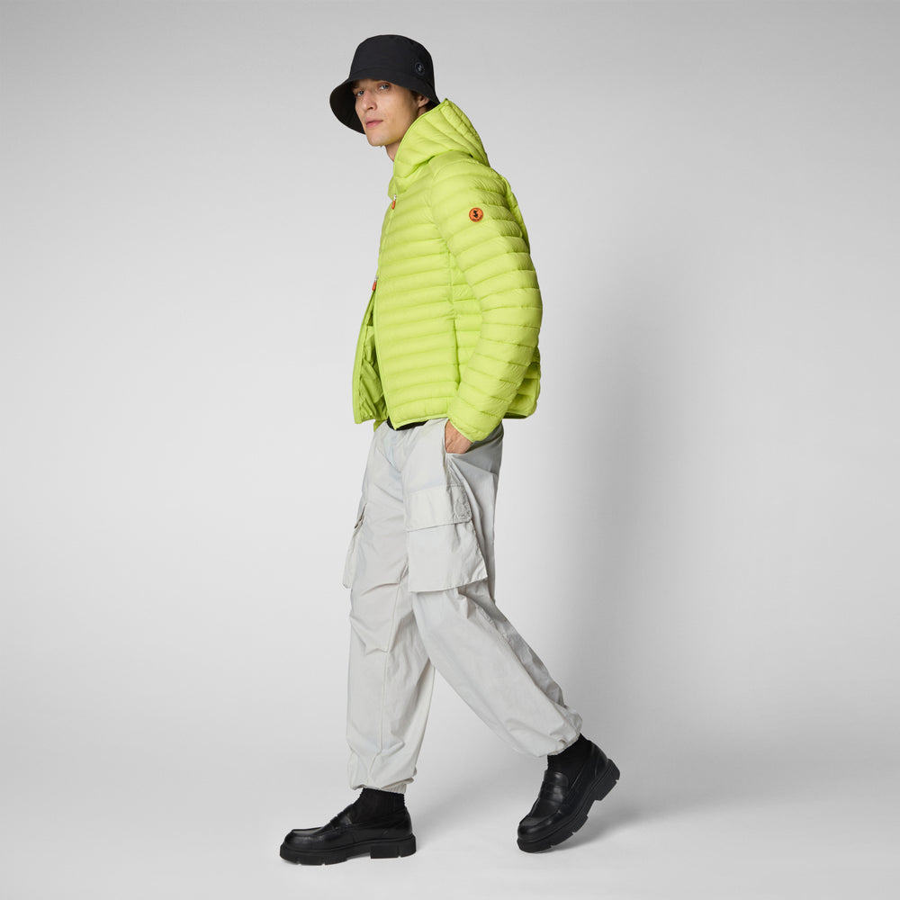 Save the duck PIUMINO ANIMAL FREE CON CAPPUCCIO UOMO DONALD VERDE LIME Presa
