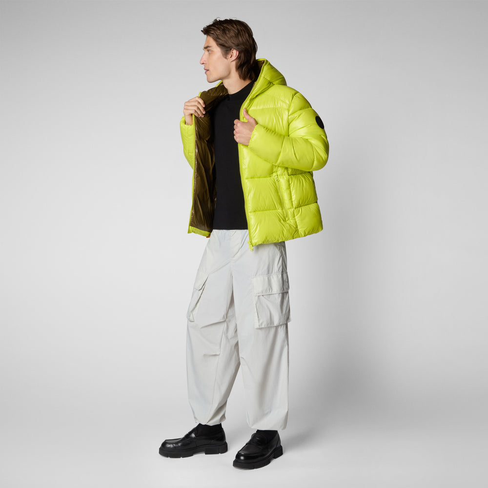 Save the duck PIUMINO ANIMAL FREE CON CAPPUCCIO UOMO EDGARD VERDE LIME Sconto