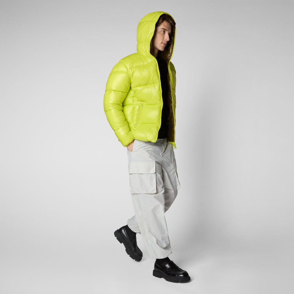 Save the duck PIUMINO ANIMAL FREE CON CAPPUCCIO UOMO EDGARD VERDE LIME Sconto