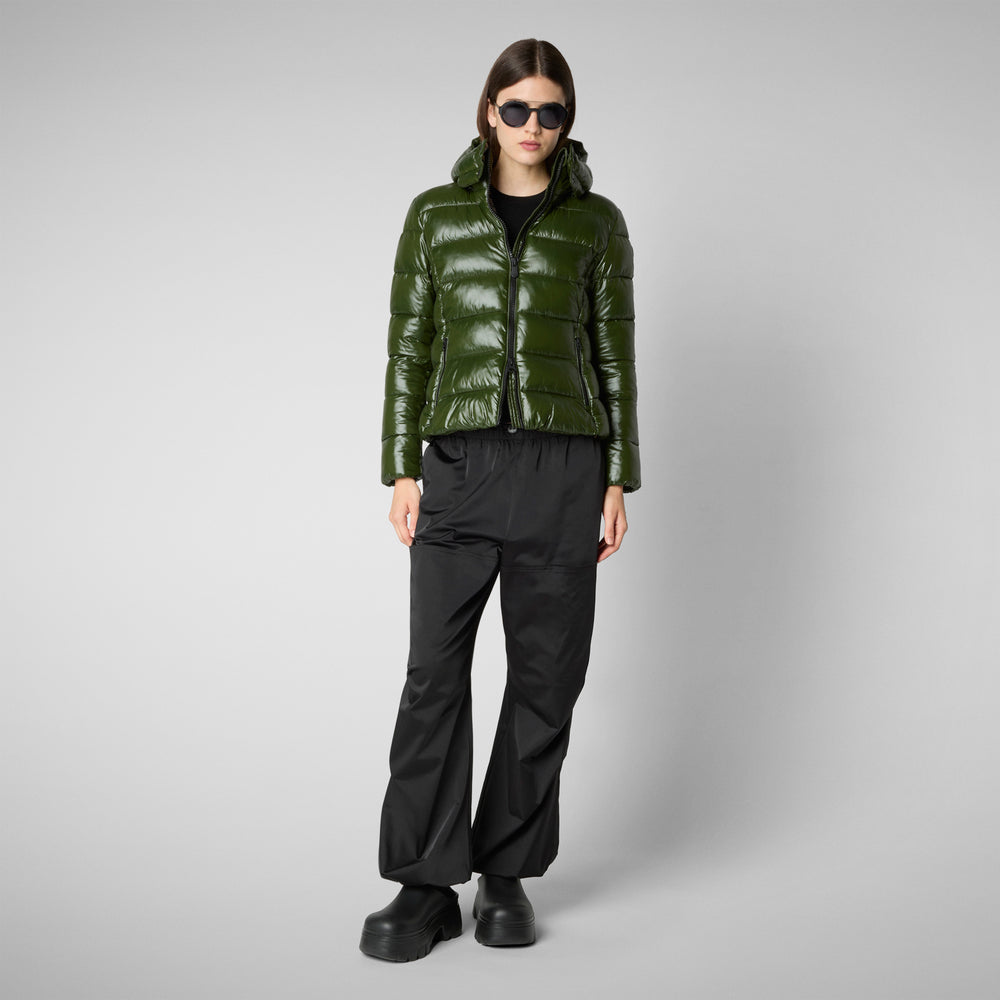 Save the duck PIUMINO ANIMAL FREE CON CAPPUCCIO DONNA COSMARY VERDE BOSCO Vendita Calda