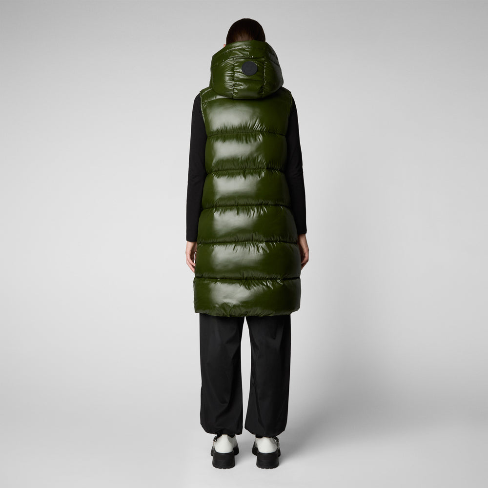 Save the duck GILET CON CAPPUCCIO DONNA IRIA VERDE BOSCO Saldi Di Fabbrica