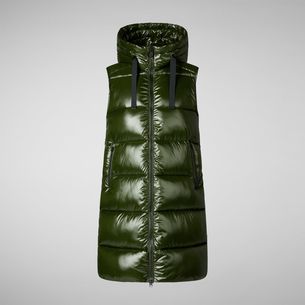 Save the duck GILET CON CAPPUCCIO DONNA IRIA VERDE BOSCO Saldi Di Fabbrica
