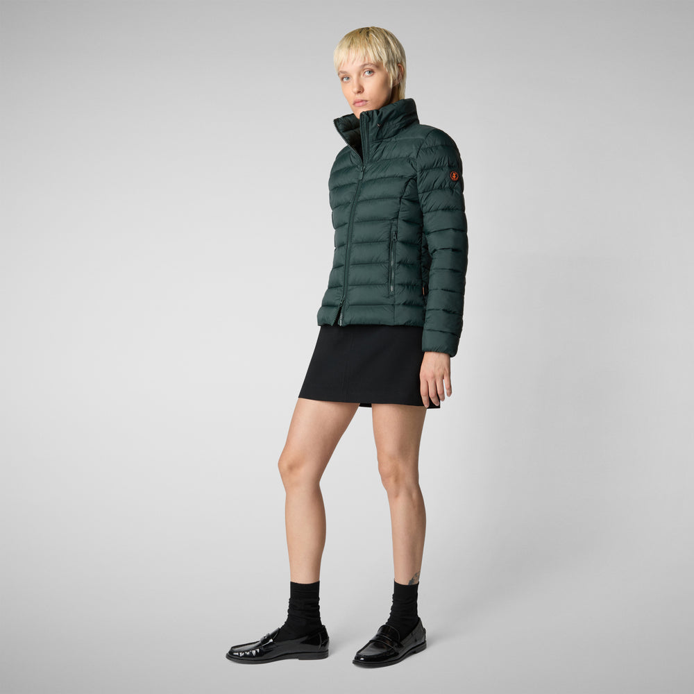 Save the duck PIUMINO ANIMAL FREE CON CAPPUCCIO DONNA AMELIE VERDE NERO Italy