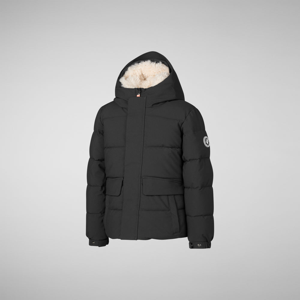 Save the duck PARKA CON CAPPUCCIO BAMBINO KLAUS NERO In Linea