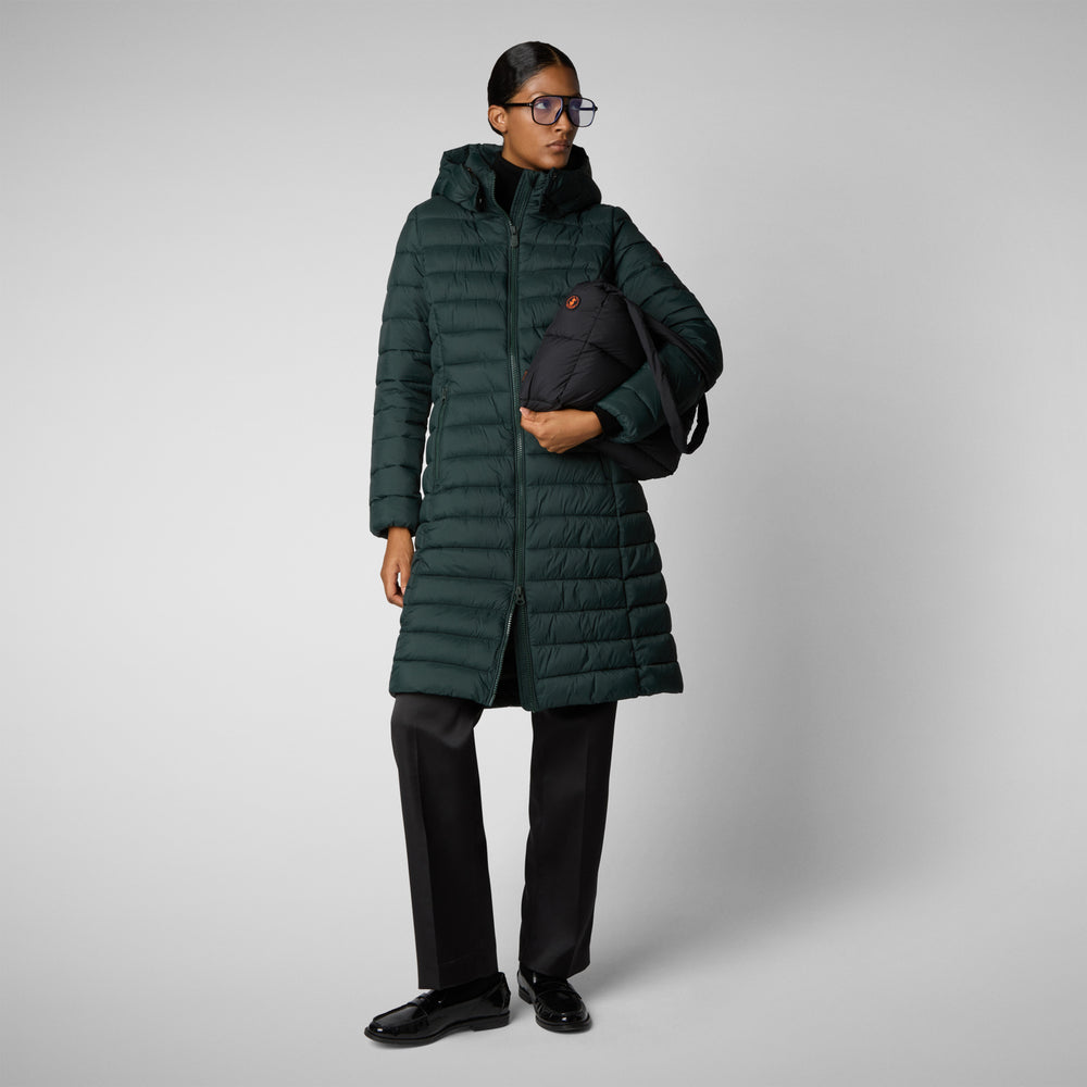Save the duck PIUMINO ANIMAL FREE CON CAPPUCCIO DONNA EILEEN VERDE NERO Offerte