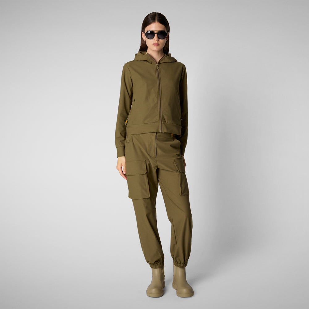 Save the duck FELPA CON CAPPUCCIO DONNA PEAR VERDE MUSCHIO Negozio