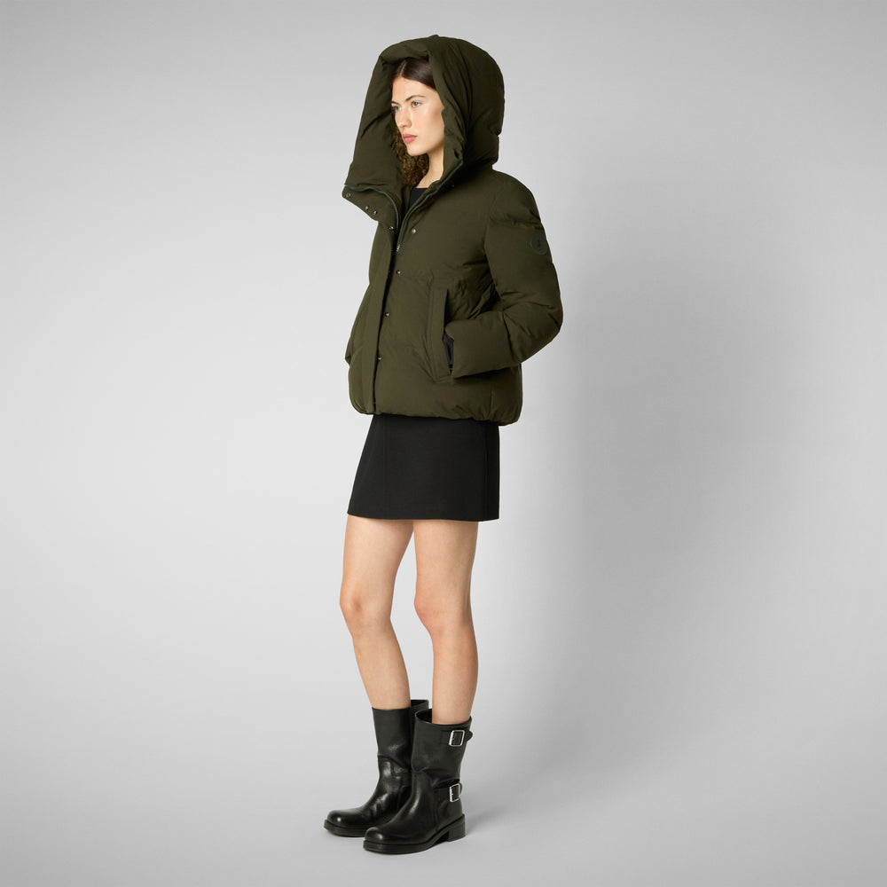 Save the duck PIUMINO ANIMAL FREE DONNA CALLIOPE VERDE TERRA In Saldo