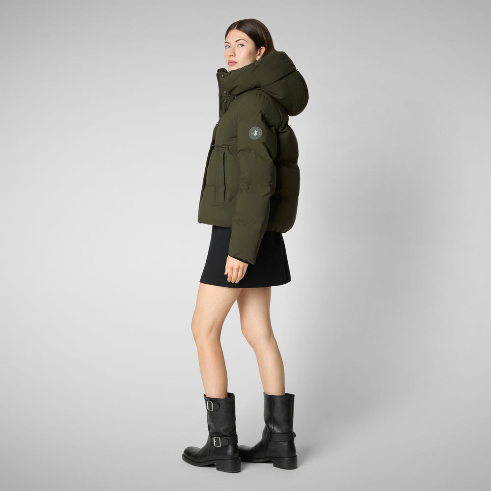Save the duck PIUMINO ANIMAL FREE DONNA CALLIOPE VERDE TERRA In Saldo