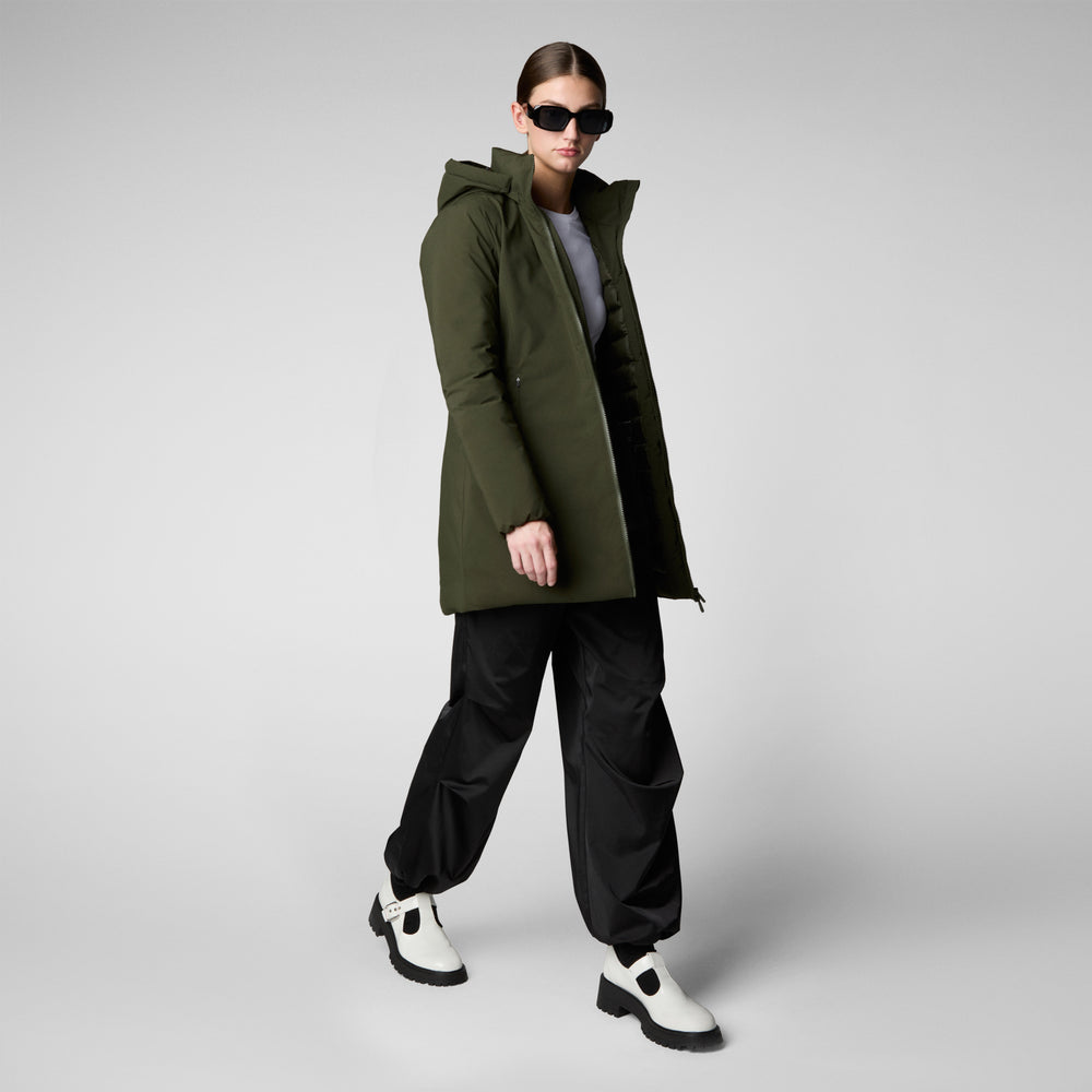 Save the duck PARKA DONNA CON CAPPUCCIO RACHEL VERDE TERRA Nuova