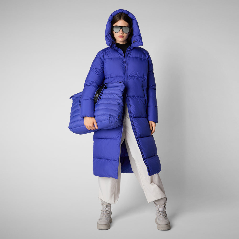 Save the duck PIUMINO ANIMAL FREE CON CAPPUCCIO DONNA JANIS BLU GENZIANA Prezzo Ridotto