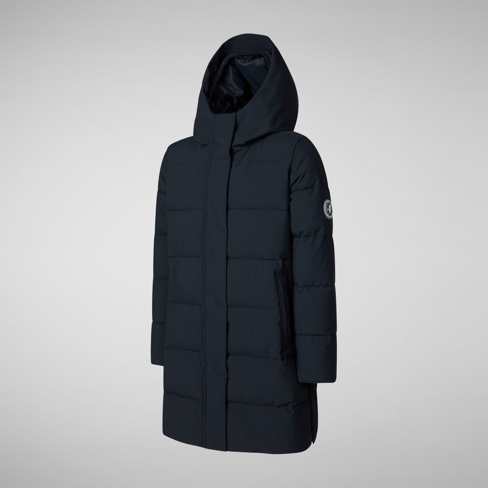 Save the duck PARKA CON CAPPUCCIO BAMBINA SELENE BLU NERO Saldi Di Fabbrica