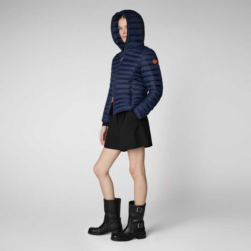 Save the duck Piumino animal free con cappuccio donna Daisy blu navy In Linea
