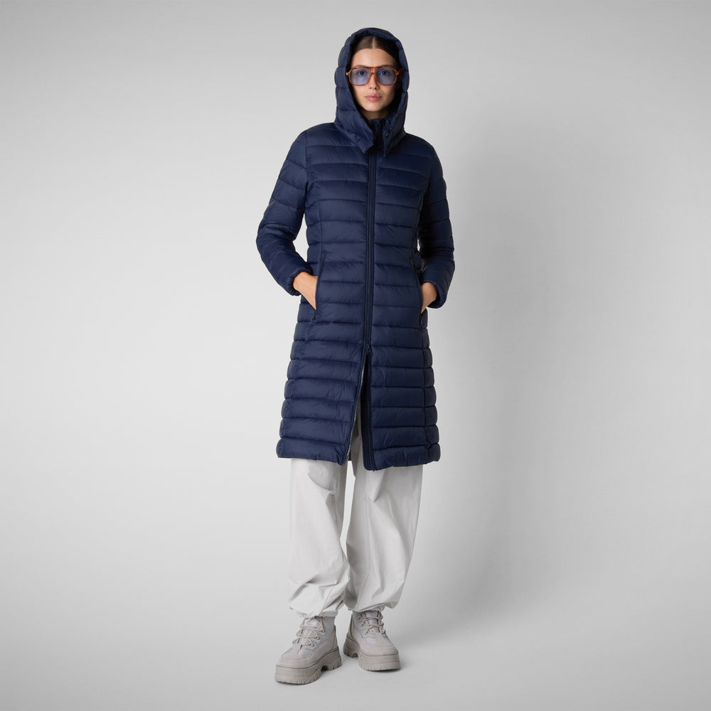 Save the duck PIUMINO ANIMAL FREE CON CAPPUCCIO DONNA EILEEN BLU NAVY Spedizione Gratuita