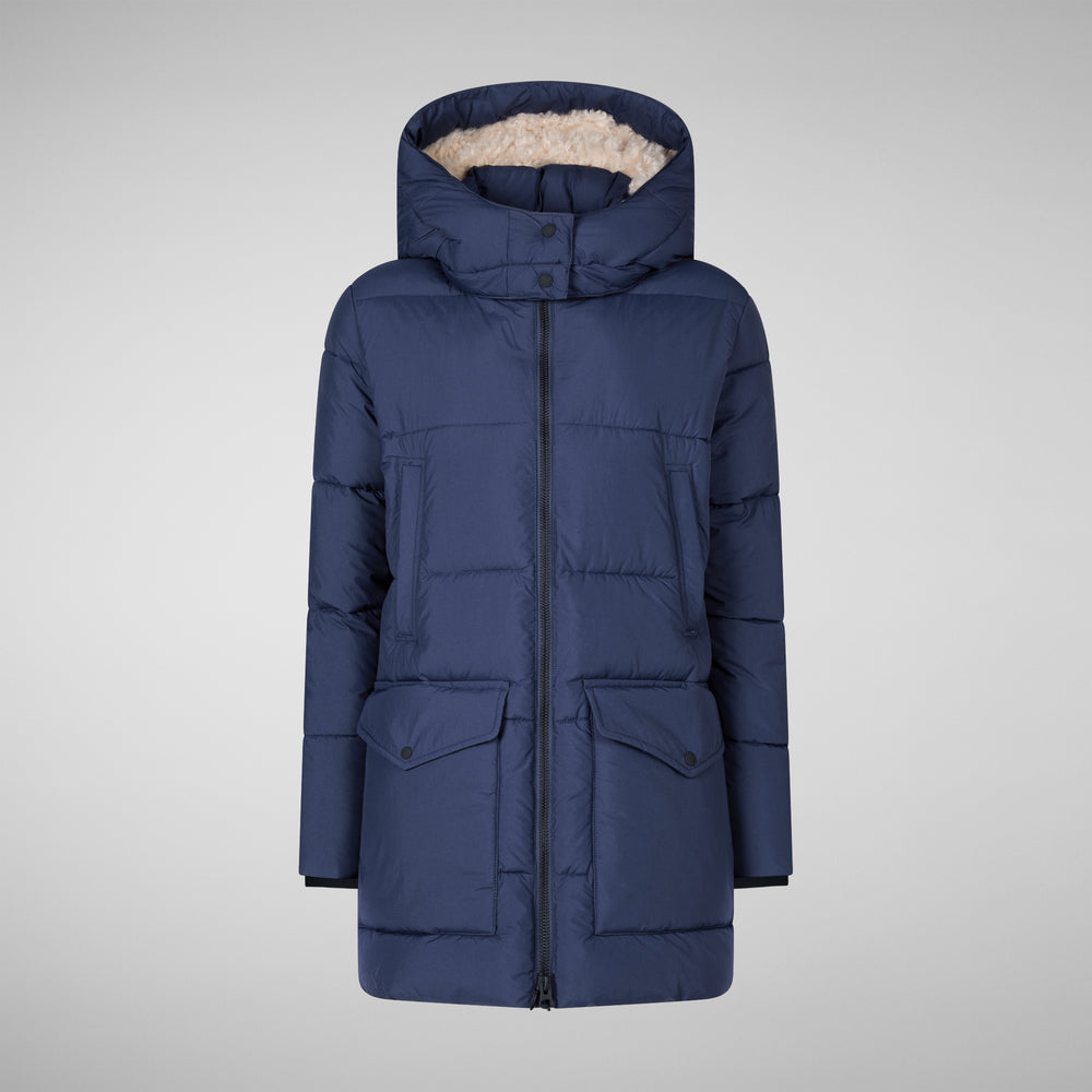 Save the duck PIUMINO ANIMAL FREE CON CAPPUCCIO DONNA FARRAH BLU NAVY Pezzi Unici