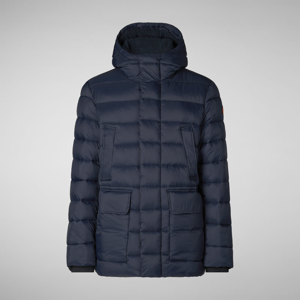 Save the duck PIUMINO ANIMAL FREE CON CAPPUCCIO UOMO LYLE BLU NERO Qualità Garantita