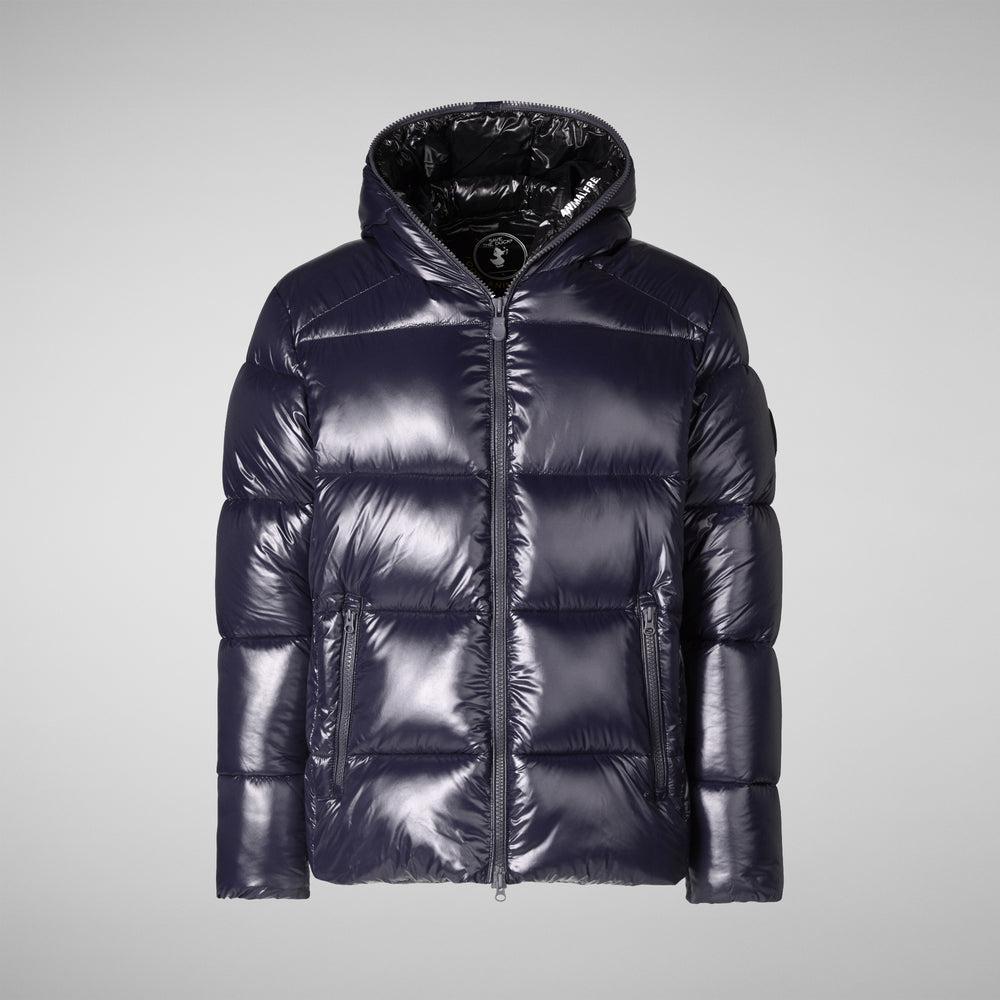 Save the duck PIUMINO ANIMAL FREE CON CAPPUCCIO UOMO EDGARD BLU NERO Consegna Veloce