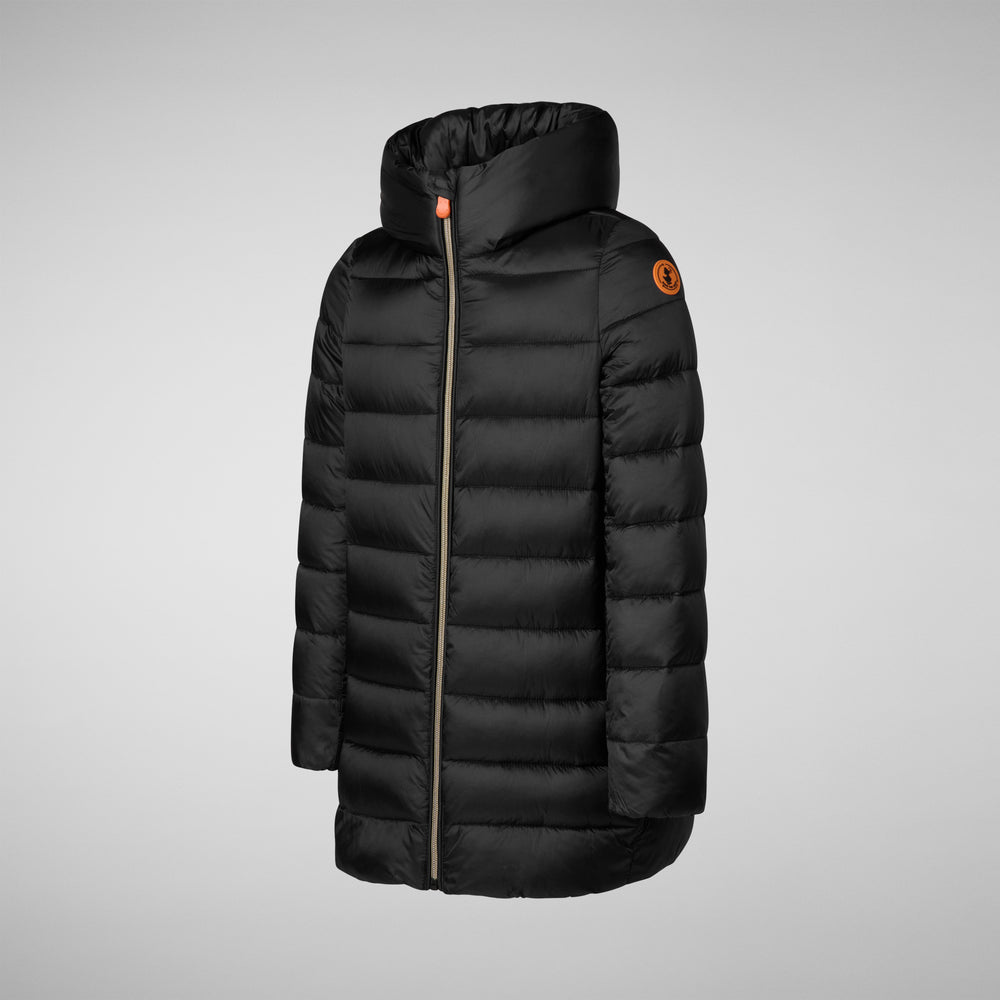 Save the duck PIUMINO ANIMAL FREE CON CAPPUCCIO BAMBINA ORIANA NERO Presa