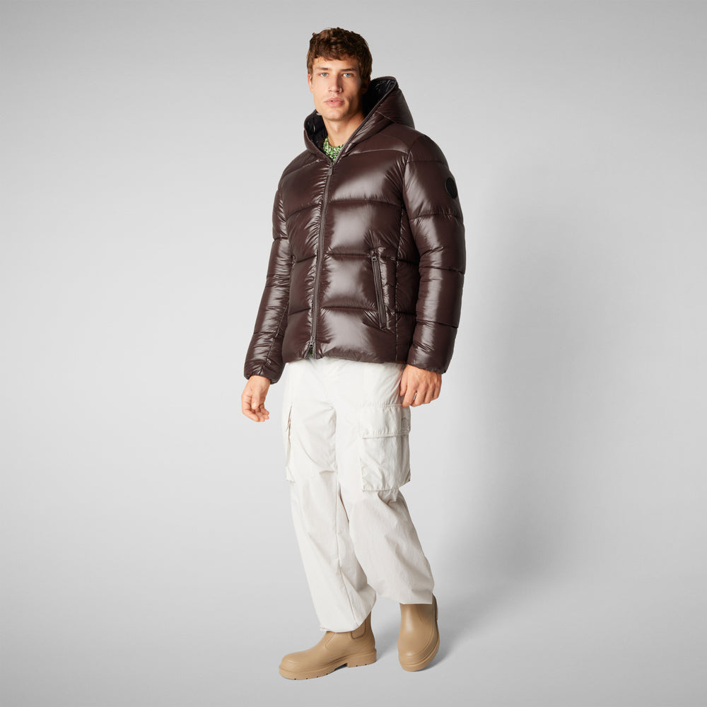 Save the duck PIUMINO ANIMAL FREE CON CAPPUCCIO UOMO EDGARD MARRONE NERO Moda