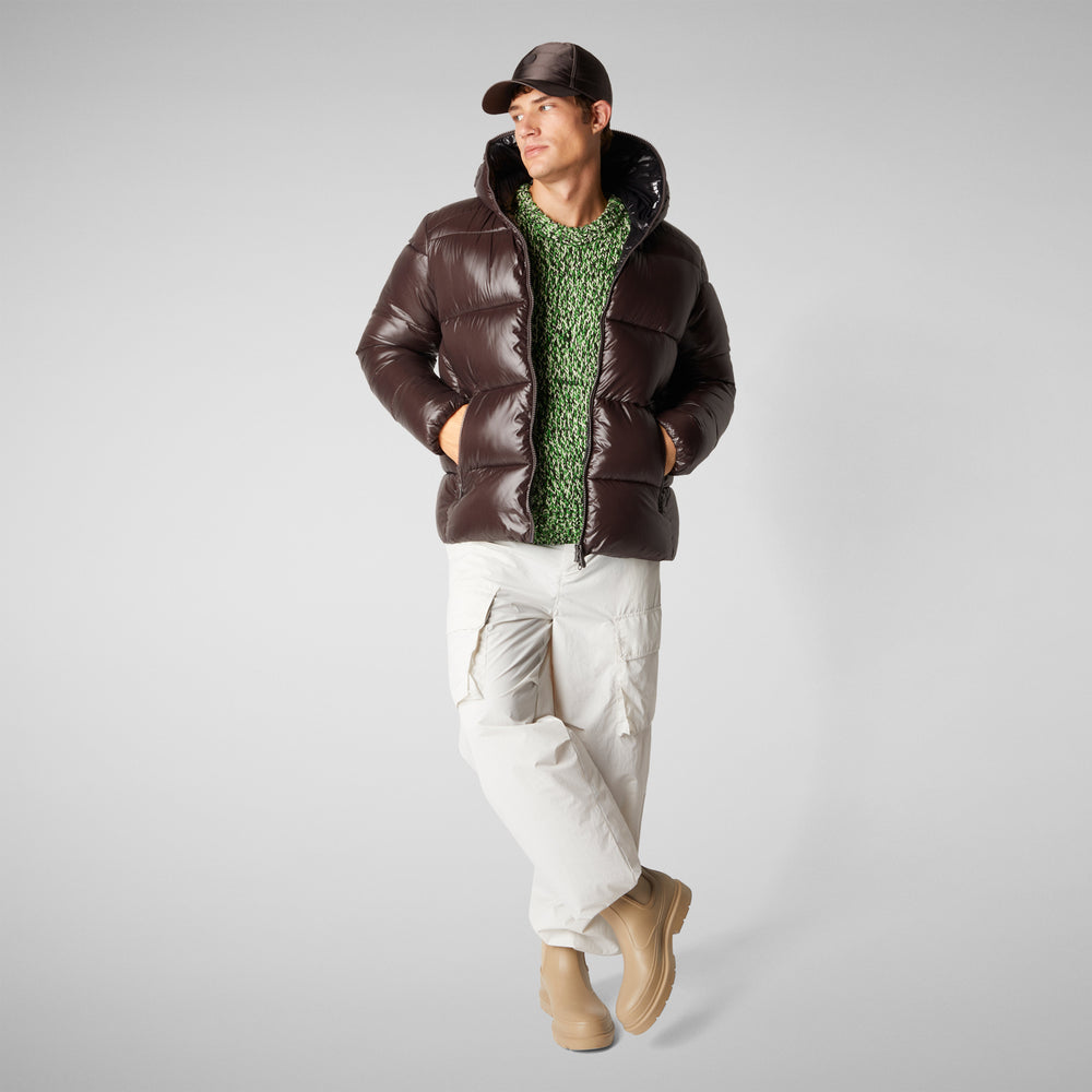 Save the duck PIUMINO ANIMAL FREE CON CAPPUCCIO UOMO EDGARD MARRONE NERO Moda