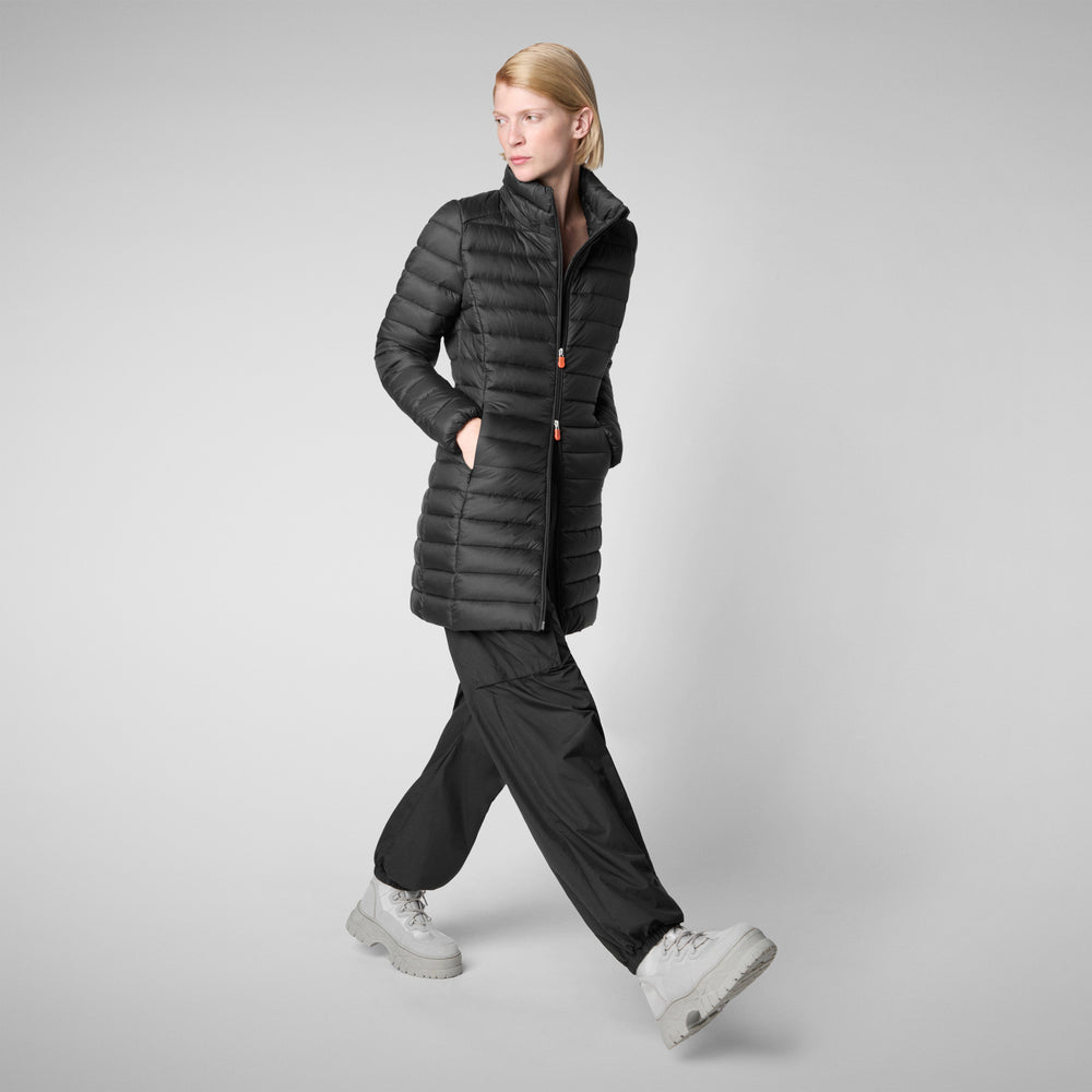 Save the duck PIUMINO ANIMAL FREE CON CAPPUCCIO DONNA CAROL NERO In Saldo