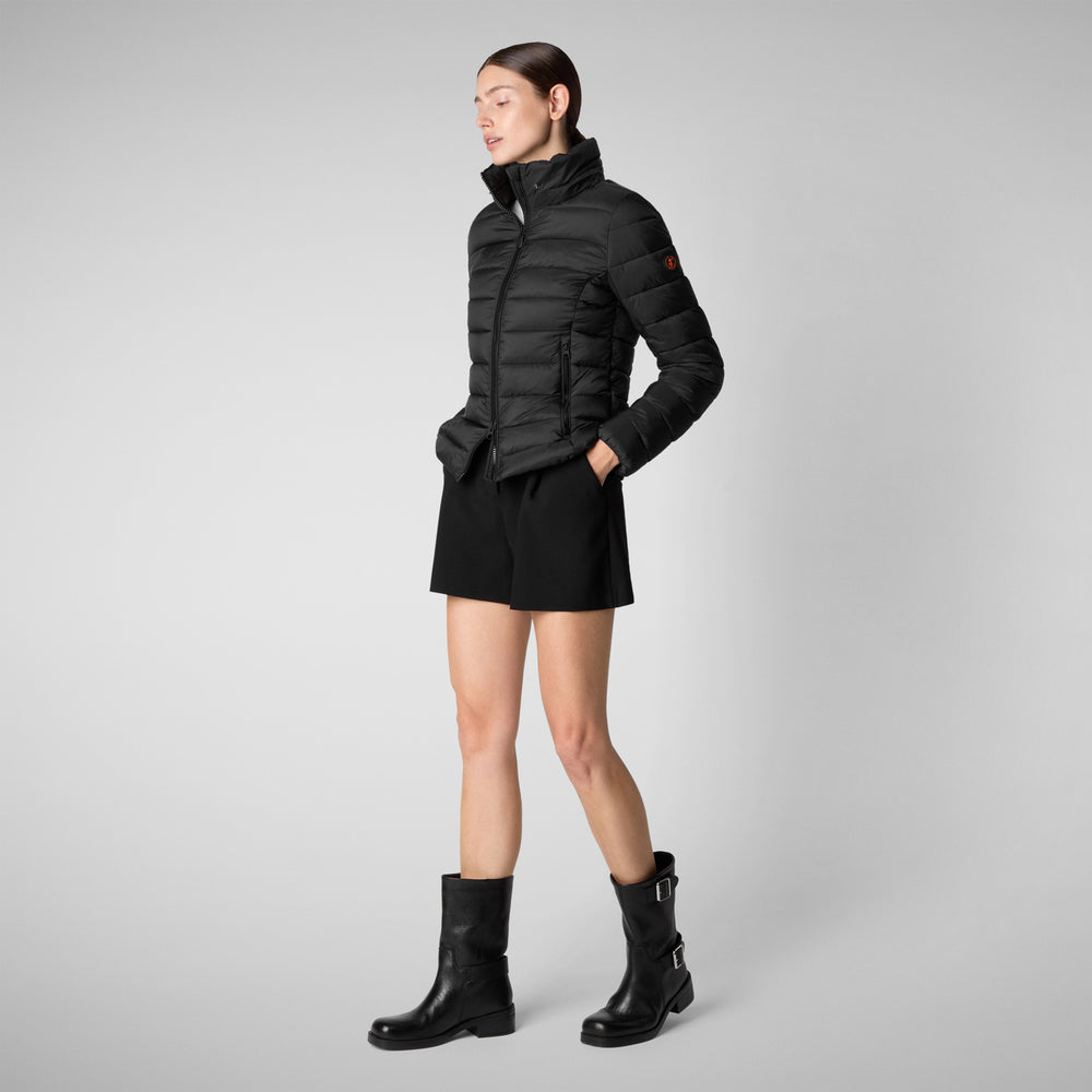 Save the duck PIUMINO ANIMAL FREE CON CAPPUCCIO DONNA AMELIE NERO Sottocosto