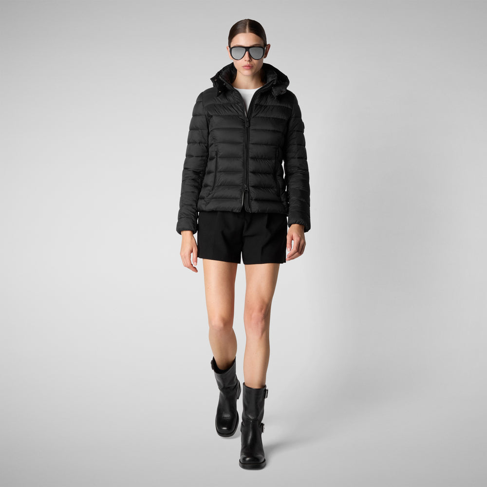 Save the duck PIUMINO ANIMAL FREE CON CAPPUCCIO DONNA AMELIE NERO Sottocosto
