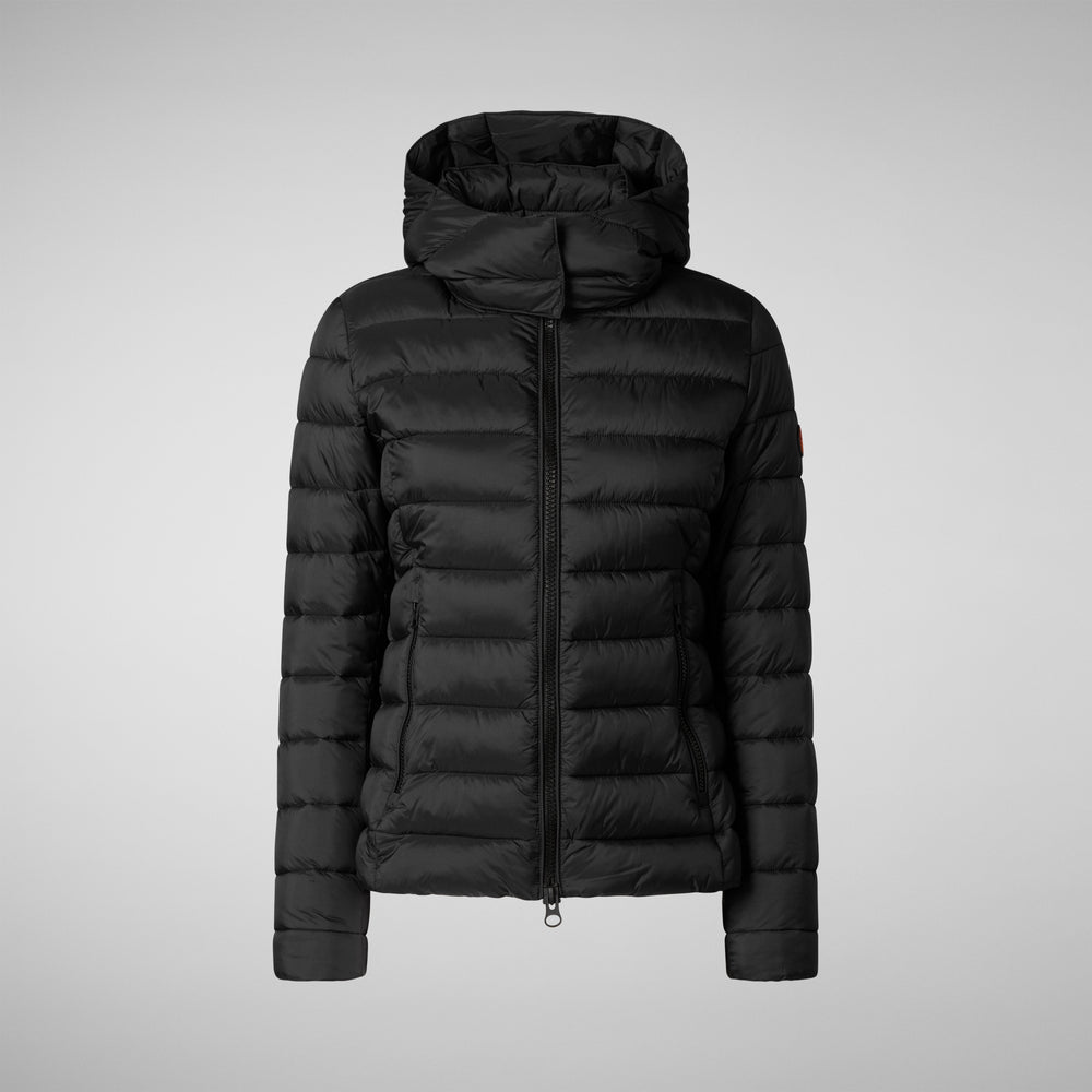 Save the duck PIUMINO ANIMAL FREE CON CAPPUCCIO DONNA AMELIE NERO Sottocosto