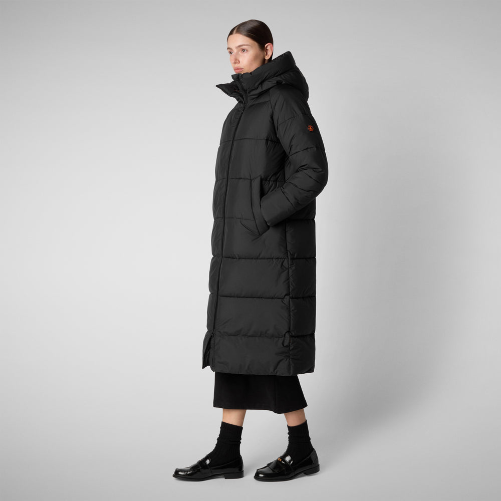 Save the duck PIUMINO ANIMAL FREE CON CAPPUCCIO DONNA JANIS NERO Sconto