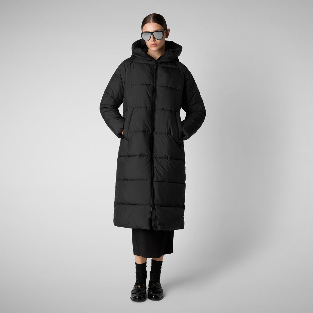 Save the duck PIUMINO ANIMAL FREE CON CAPPUCCIO DONNA JANIS NERO Sconto