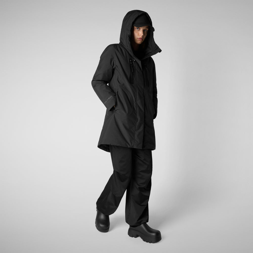 Save the duck PARKA CON CAPPUCCIO DONNA NIKO IN NERO Nuova