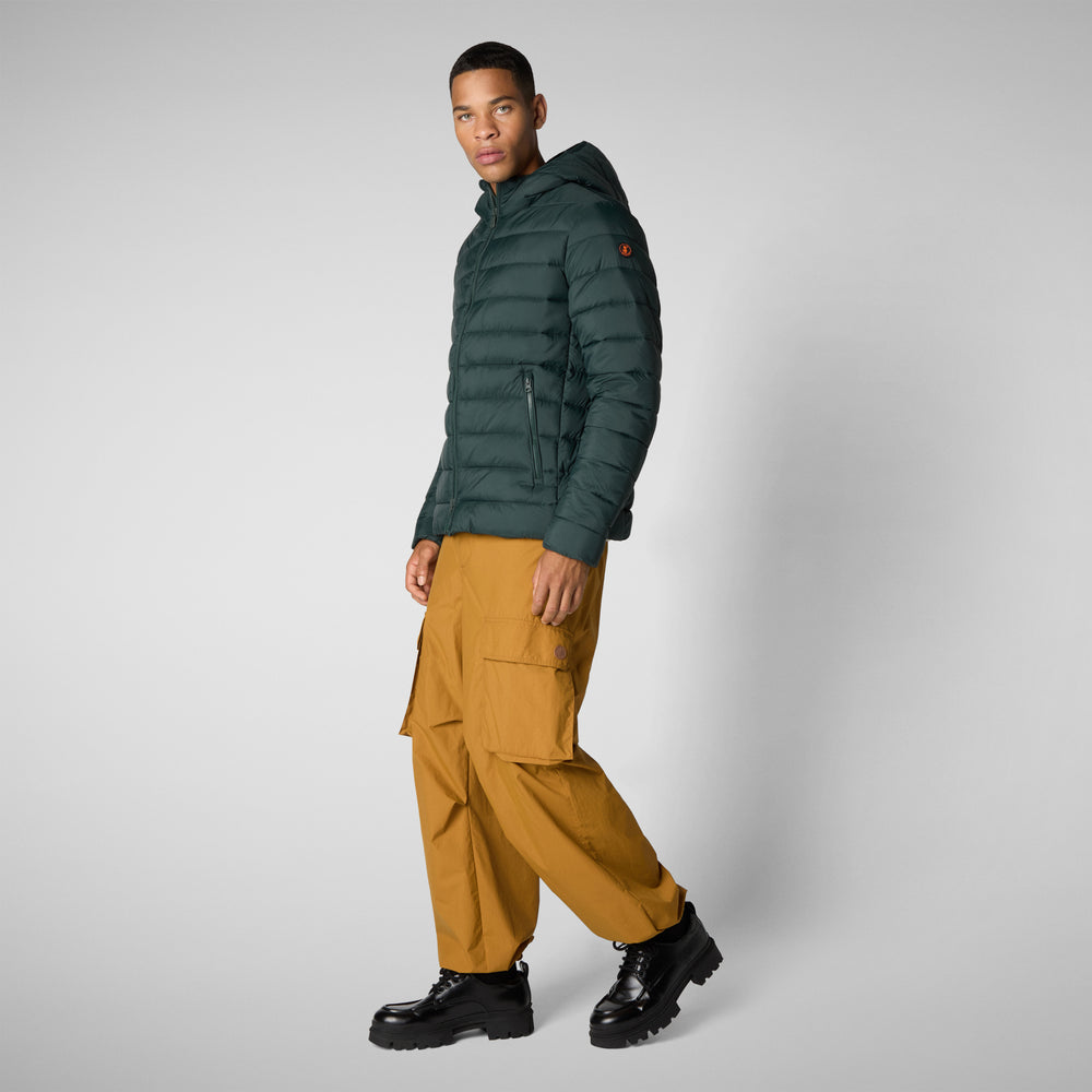 Save the duck PIUMINO ANIMAL FREE CON CAPPUCCIO UOMO HECTOR VERDE NERO Acquista Ora
