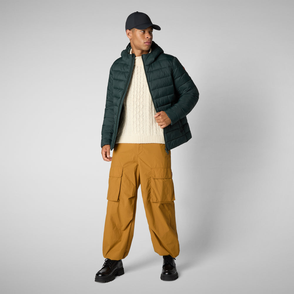Save the duck PIUMINO ANIMAL FREE CON CAPPUCCIO UOMO HECTOR VERDE NERO Acquista Ora