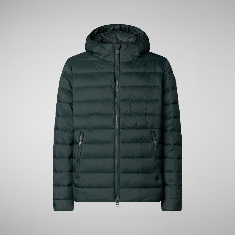 Save the duck PIUMINO ANIMAL FREE CON CAPPUCCIO UOMO HECTOR VERDE NERO Acquista Ora