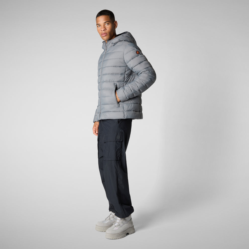 Save the duck PIUMINO ANIMAL FREE CON CAPPUCCIO UOMO HECTOR GRIGIO Fino Al -60%