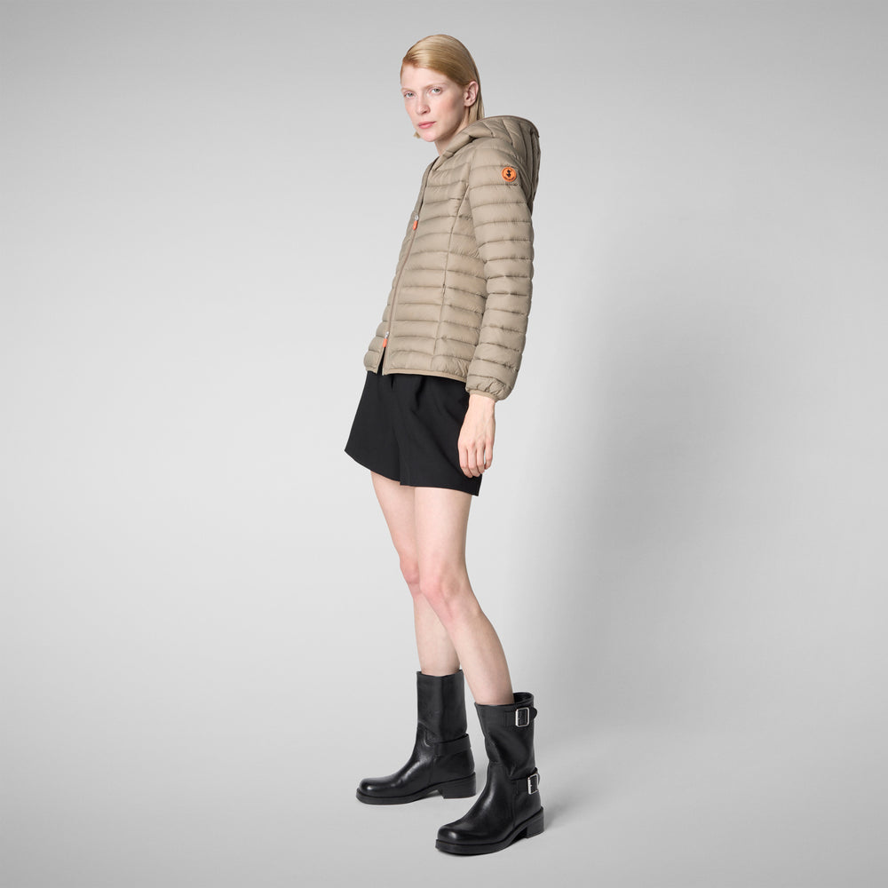 Save the duck Piumino animal free con cappuccio donna Daisy Grigio elefante Economico