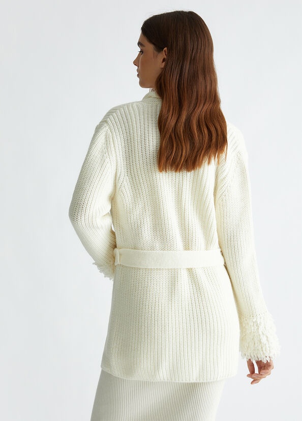 Liu Jo Cardigan bianco in lana Economico