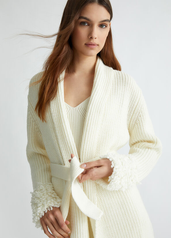Liu Jo Cardigan bianco in lana Economico