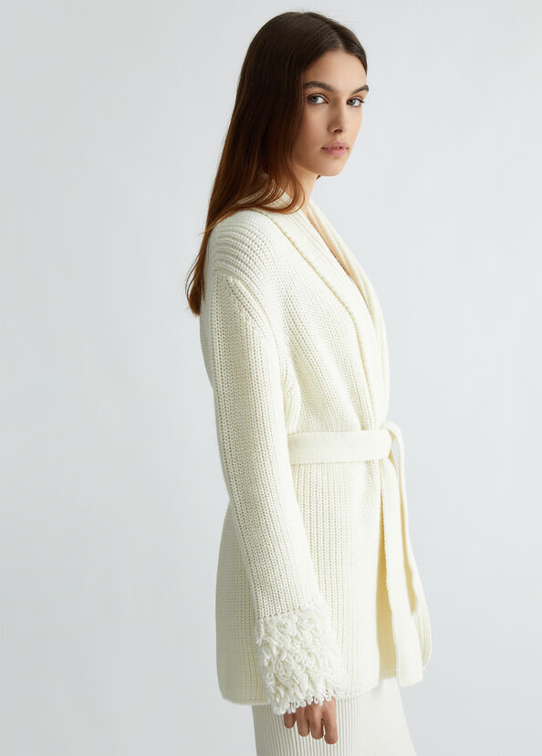 Liu Jo Cardigan bianco in lana Economico