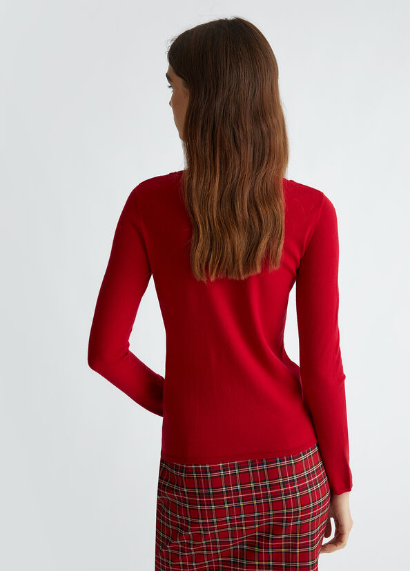 Liu Jo Maglia rossa con cut-out Vendita Economica