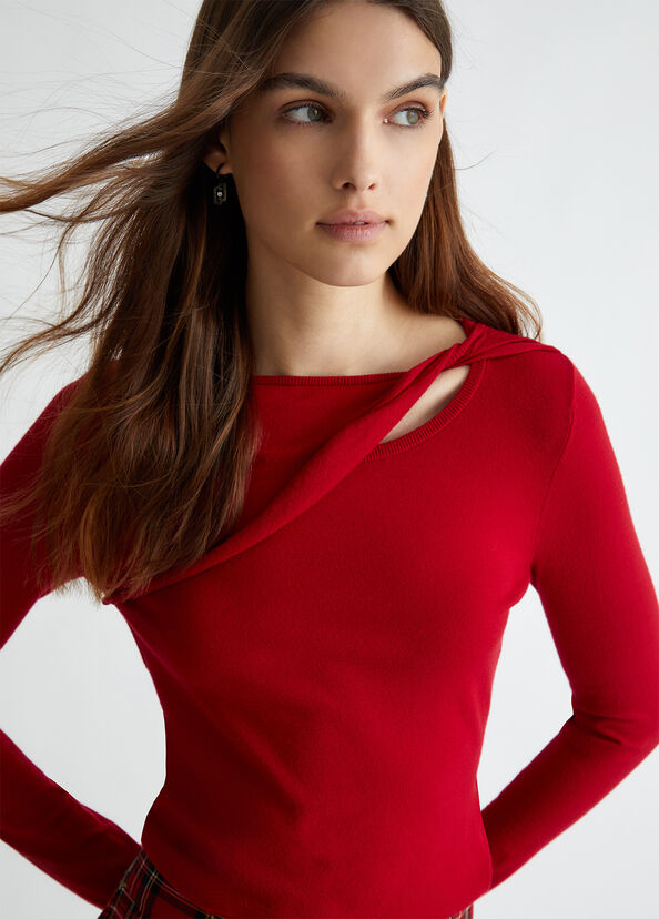 Liu Jo Maglia rossa con cut-out Vendita Economica