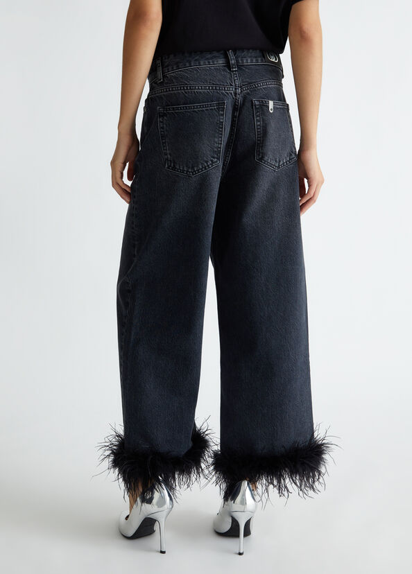 Liu Jo Jeans cropped con piume Saldi Di Fabbrica
