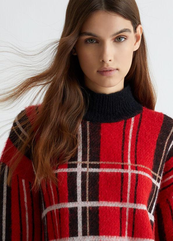 Liu Jo Pullover in tartan rosso In Saldo