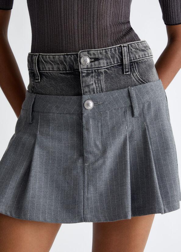 Liu Jo Minigonna in twill gessato e denim Vendita