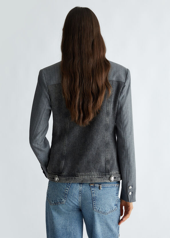 Liu Jo Blazer in twill gessato e denim Moda