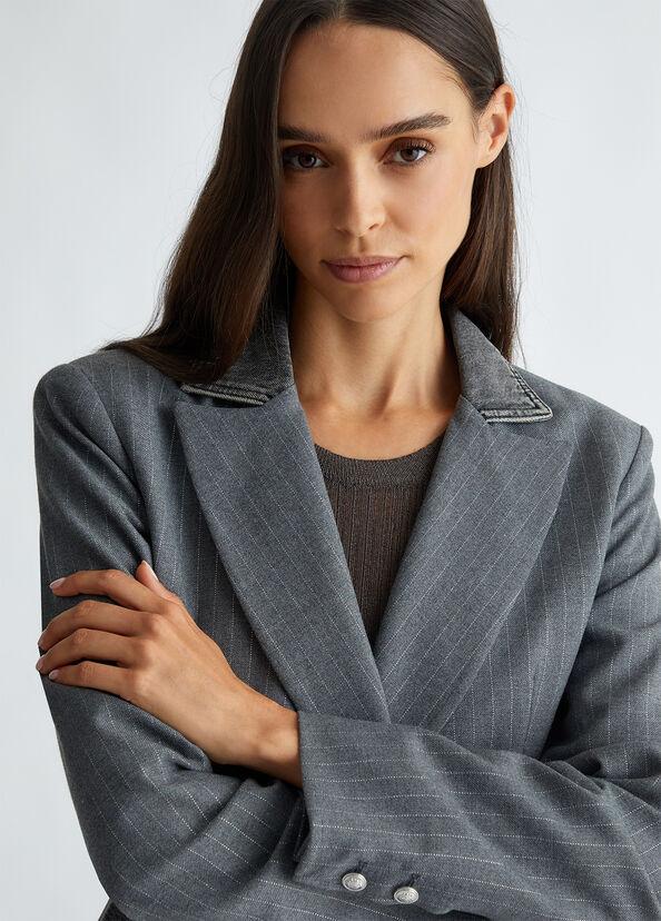 Liu Jo Blazer in twill gessato e denim Moda