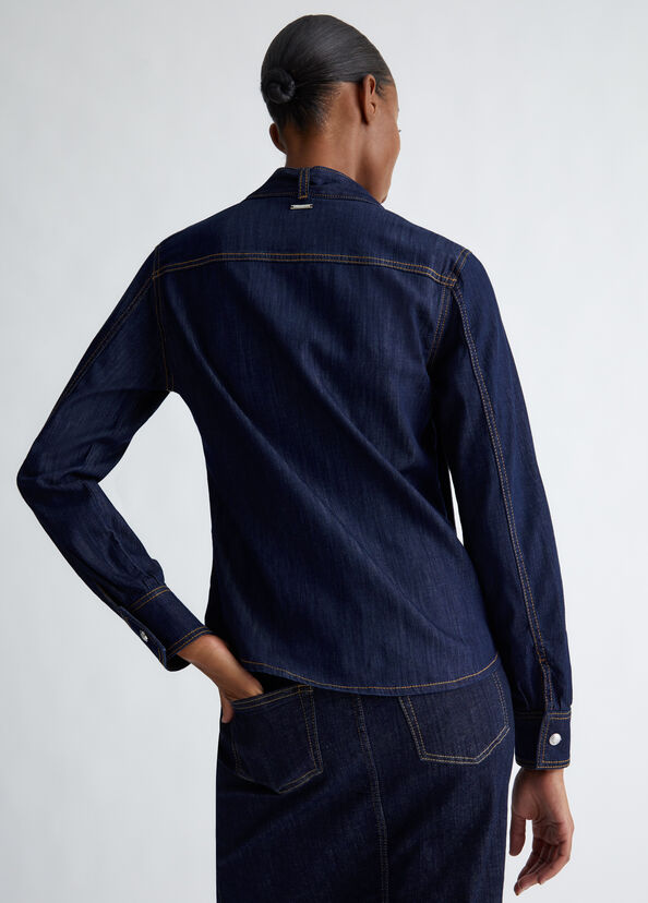 Liu Jo Camicia in denim con fiocco Presa
