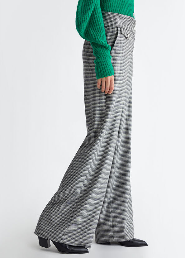 Liu Jo Pantaloni check a palazzo Saldi Di Fabbrica