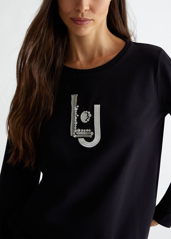 Liu Jo Felpa con logo e strass Pezzi Unici