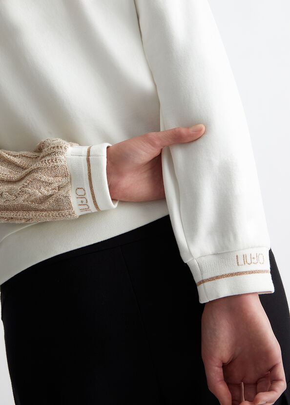 Liu Jo Felpa bianca con inserto in maglia Shopping Online
